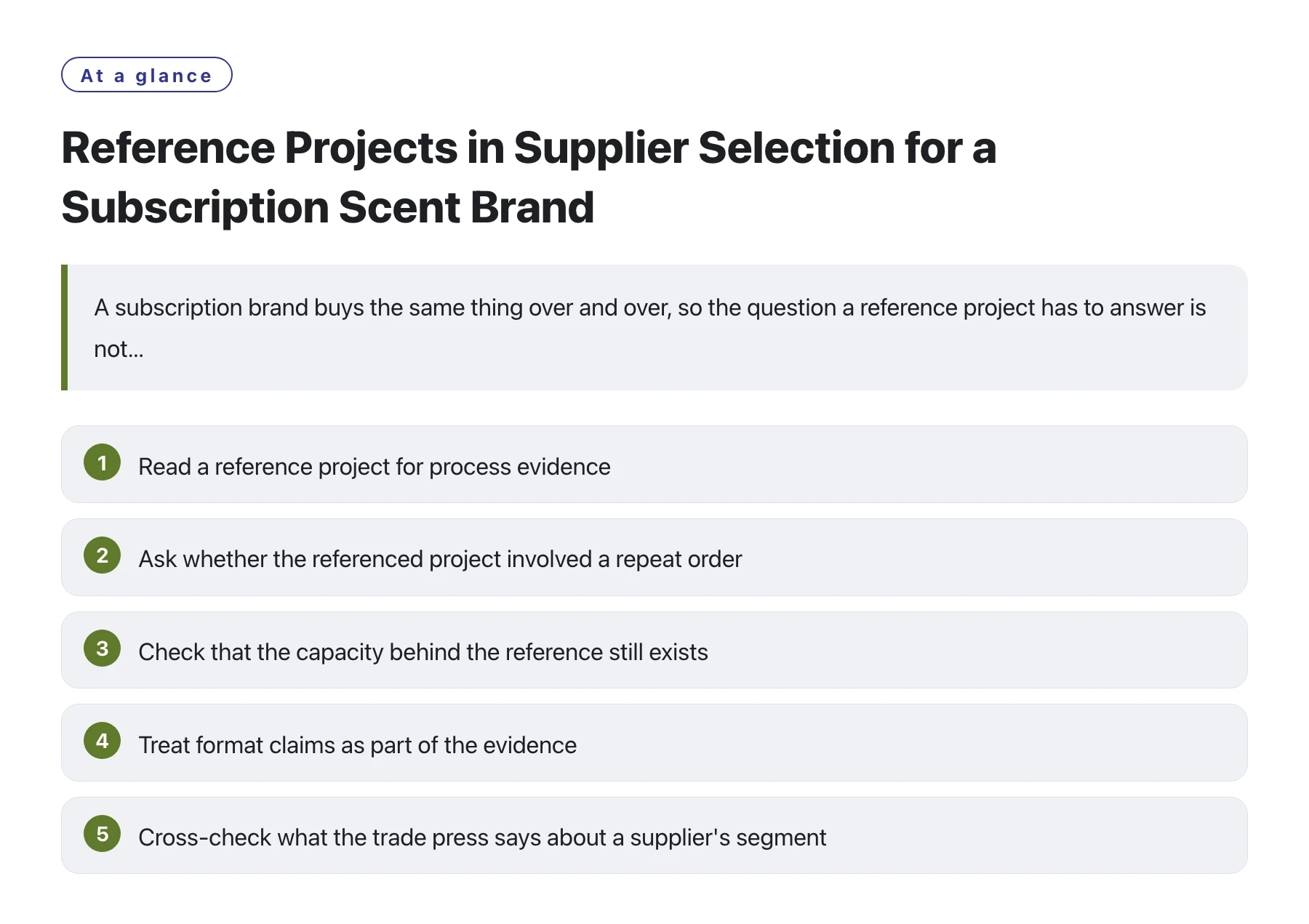 Reference Projects in Supplier Selection for a Subscription Scent Brand——全文要点速览